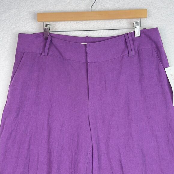 Coldwater Creek Silk Linen Cropped Pants Sz 16 Purple Wide Leg Natural Fit NWT - Picture 2 of 12